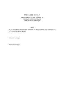 Plan Provincial - Documento Licitatorio