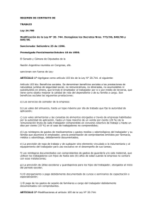 REGIMEN DE CONTRATO DE TRABAJO Ley 24.700 Modificación