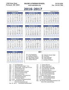 School Calendar - Salem Lutheran Church