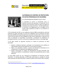 autoridad de control de protección de datos personales en colombia