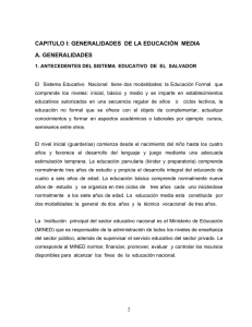 CAPITULO I: GENERALIDADES DE LA EDUCACIÓN MEDIA A