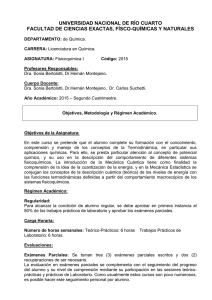 Fisicoquímica I - Universidad Nacional de Río Cuarto