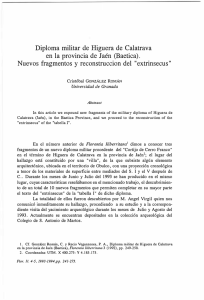 Diploma militar de Higuera de Calatrava en la provincia de Jaén