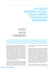 La política industrial actual: conocimiento e innovación empresarial