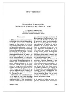 Nota sobre la recepción del análisis filosófico en A mérica Latina
