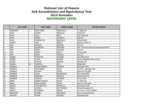 National List of Passers ALS Accreditation and Equivalency Test