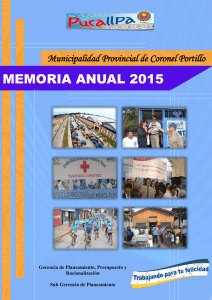 Memoria de Gestión 2015 - Municipalidad Provincial de Coronel