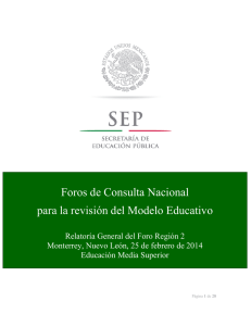 Relatoría General del Foro Región 2 Monterrey, Nuevo León, 25 de