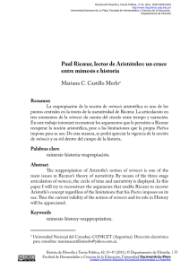 Paul Ricoeur, lector de Aristoteles: Un cruce entre mimesis