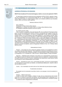 EDICTO de la Audiencia Provincial de Zaragoza, relativo a recurso