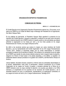 ORGANIZACIÓN DEPORTIVA PANAMERICANA COMUNICADO DE
