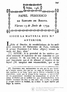 Papel periódico de la Ciudad de Santafé de Bogotá No. 146