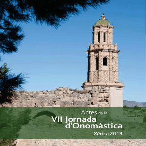 Actes de la VII Jornada d`Onomàstica. Xèrica, 2013
