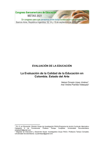 La Evaluación de la Calidad de la Educación en Colombia. Estado