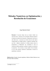 Métodos Numéricos en Optimización y resolución de Ecuaciones