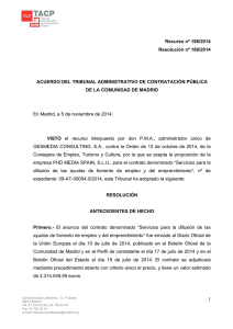 Resolución 189/2014, de 5 de noviembre.