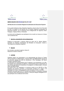 mercosur/ccr/crces/acta nº 01/07 - mercosul educacional/mercosur