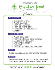 Menú Diario / Daily menu - Restaurante Emilio Jose