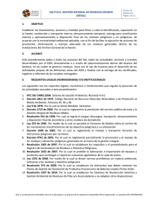 SIG-P-012. GESTIÓN INTEGRAL DE RESIDUOS SÓLIDOS (RESOL