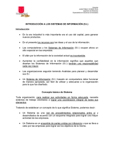 INTRODUCCIÓN A LOS SISTEMAS DE INFORMACIÓN (S.I.