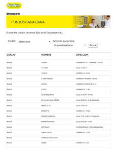 Ciudad: Seleccione Servicios que presta: Punto GanaGana Buscar