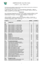 listado oficial de precios - Gobernación del Valle del Cauca