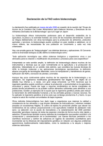 Declaración de la FAO sobre biotecnología