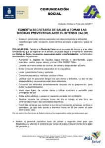 exhorta secretaría de salud - Servicios de Salud de Sinaloa