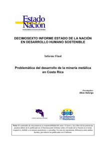 Problemática del desarrollo de la minería metálica en Costa Rica.