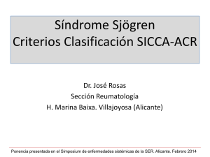 Síndrome Sjögren Criterios Clasificación SICCA-ACR - AIRE-MB