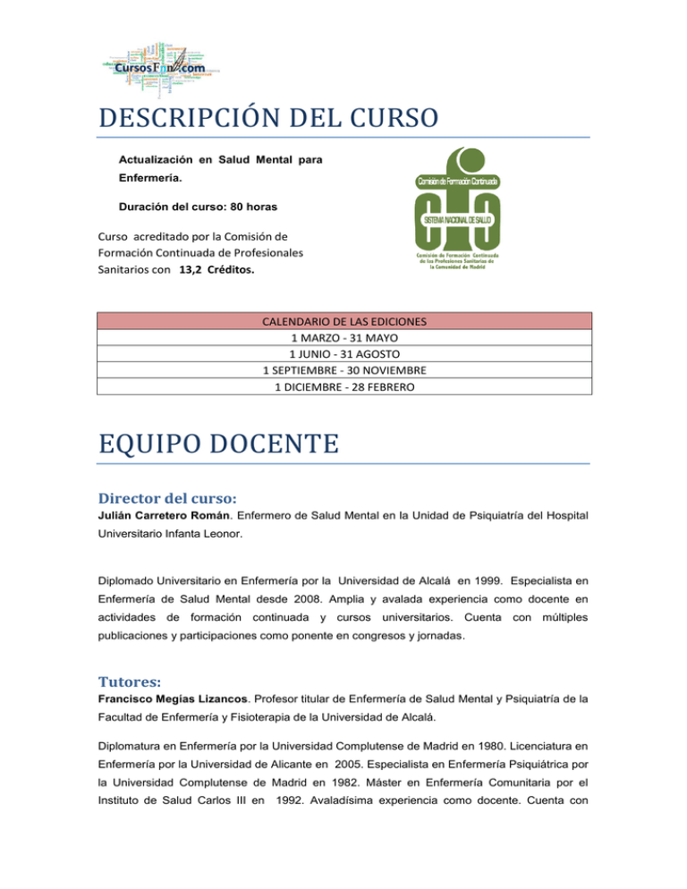 descripción del curso equipo docente