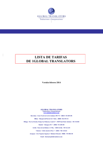LISTA DE TARIFAS DE 1GLOBAL TRANSLATORS