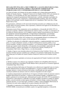Declaración Final XIII Cumbre ALBA-TCP