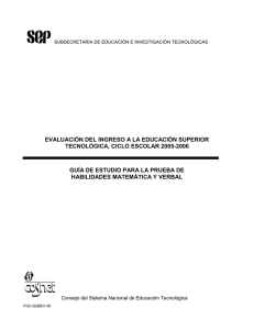 evaluación del ingreso a la educación superior tecnológica, ciclo