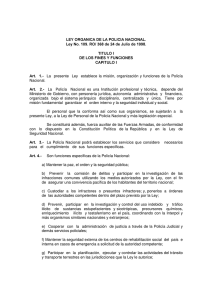LEY ORGANICA DE LA POLICIA NACIONAL. Ley No. 109. RO/ 368