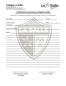 Justificación de ausencias - Colegio La Salle, Costa Rica