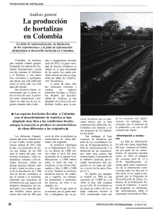 La producción de hortalizas en Colombia