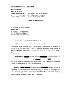 Órgano Procedencia: JDO. INSTRUCCION N. 36 de MADRID Proc.