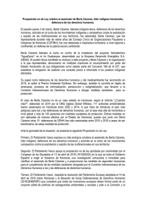 Proposición no de Ley relativa al asesinato de Berta Cáceres, líder
