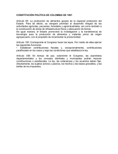 CONSTITUCIÓN POLÍTICA DE COLOMBIA DE 1991 Artículo 65: La