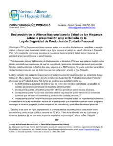 Declaración de la Alianza Nacional para la Salud de los Hispanos