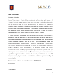 Carta de bienvenida: Estimados Delegados, Somos Álvaro Muñoz y