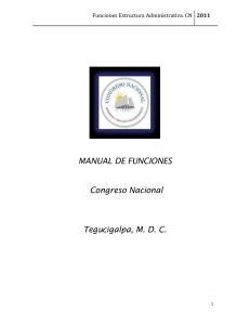 MANUAL DE FUNCIONES Congreso Nacional Tegucigalpa, M. D. C.