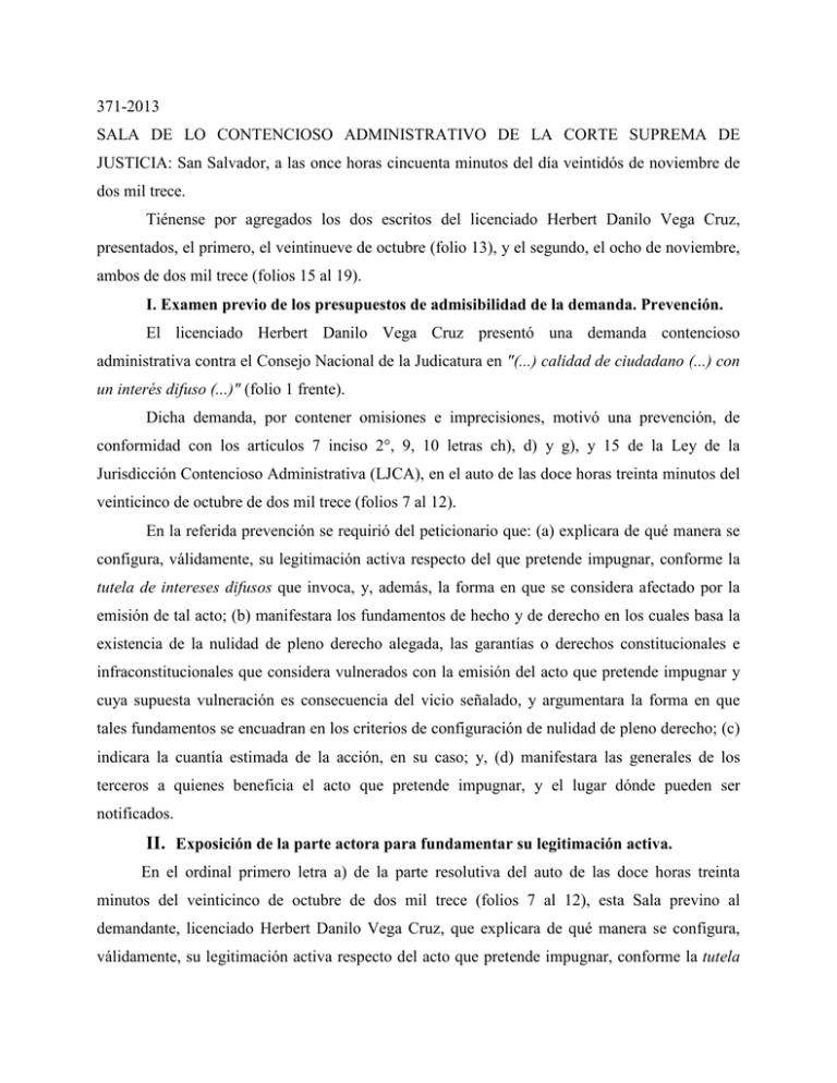 371 2013 SALA DE LO CONTENCIOSO ADMINISTRATIVO DE LA