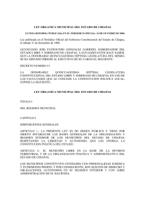 LEY ORGANICA MUNICIPAL DEL ESTADO DE CHIAPAS Ley