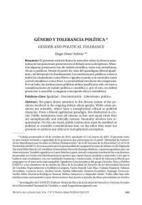 gÉNERO Y TOLERANCIA pOLÍTICA - Revistas de la Universidad