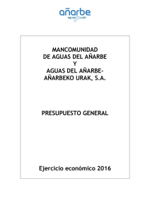 Presupuesto 2016 - Aguas del Añarbe
