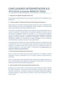 CONCLUSIONES INTERPRETACIÓN RD 475/2014