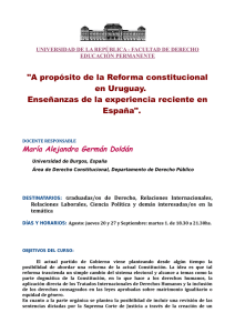"A propósito de la Reforma constitucional en Uruguay. Enseñanzas