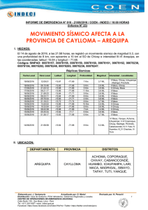 movimiento sísmico afecta a la provincia de caylloma
